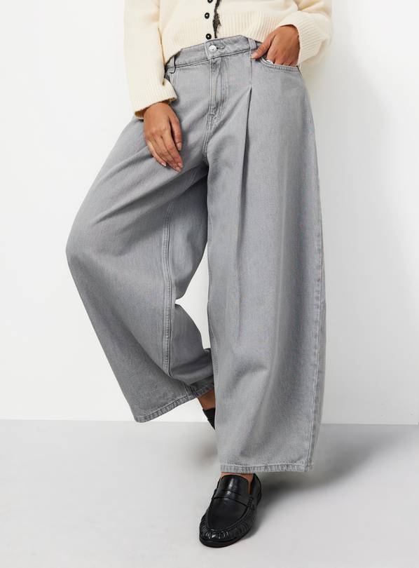 Light Grey Balloon Pleated Denim Jeans 8